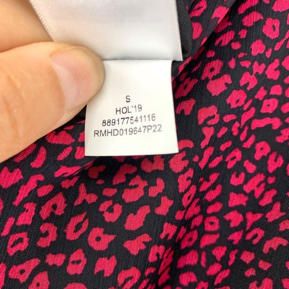 RACHEL ROY Black Wild Pink Combo Elastic Waist Sheer Ruffle‎ Dress Sz S - Picture 11 of 11